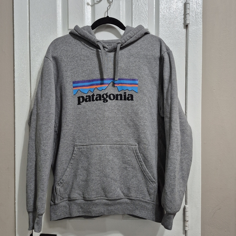 Patagonia Gray and Blue Hoodie Sz med